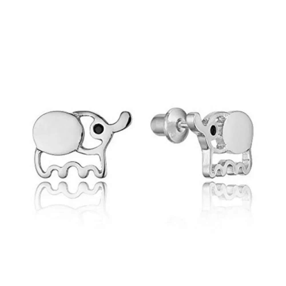 14k gold plated CZ Elephant Screwback Earrings!.